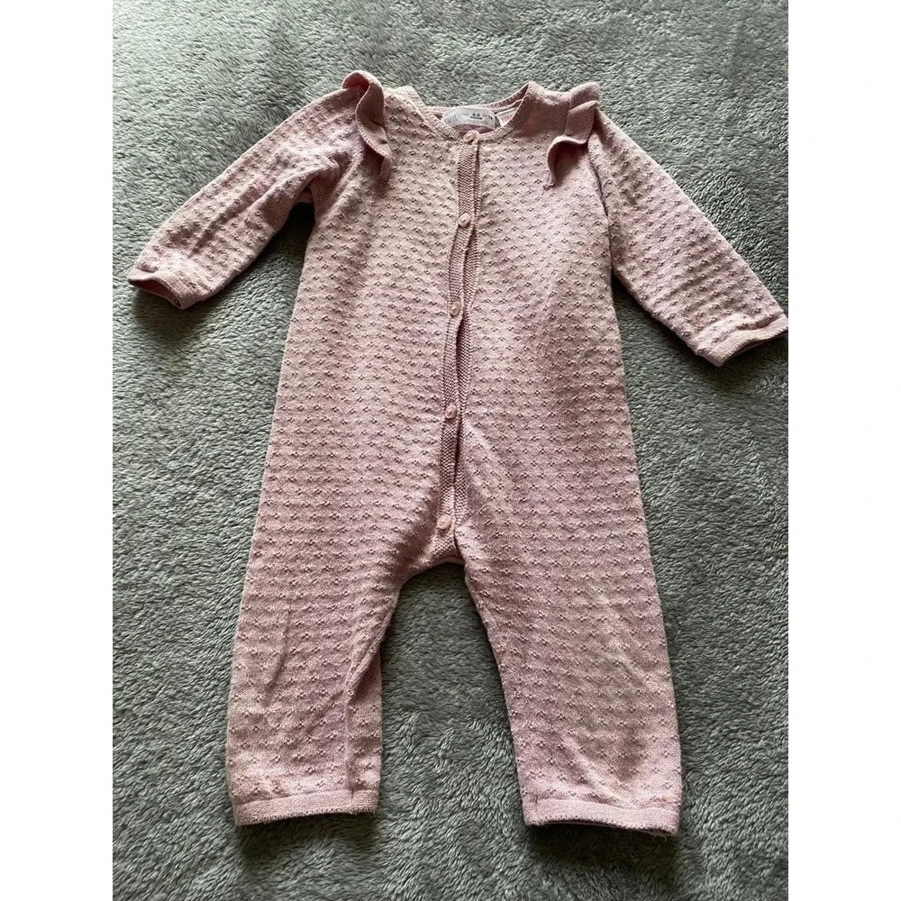 Zara Baby Girl One Piece Romper 6-9 mo Cotton Blend New s1